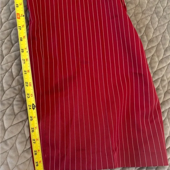 Stylish Asymmetrical Burgundy Striped Pants - Picture 6 of 10